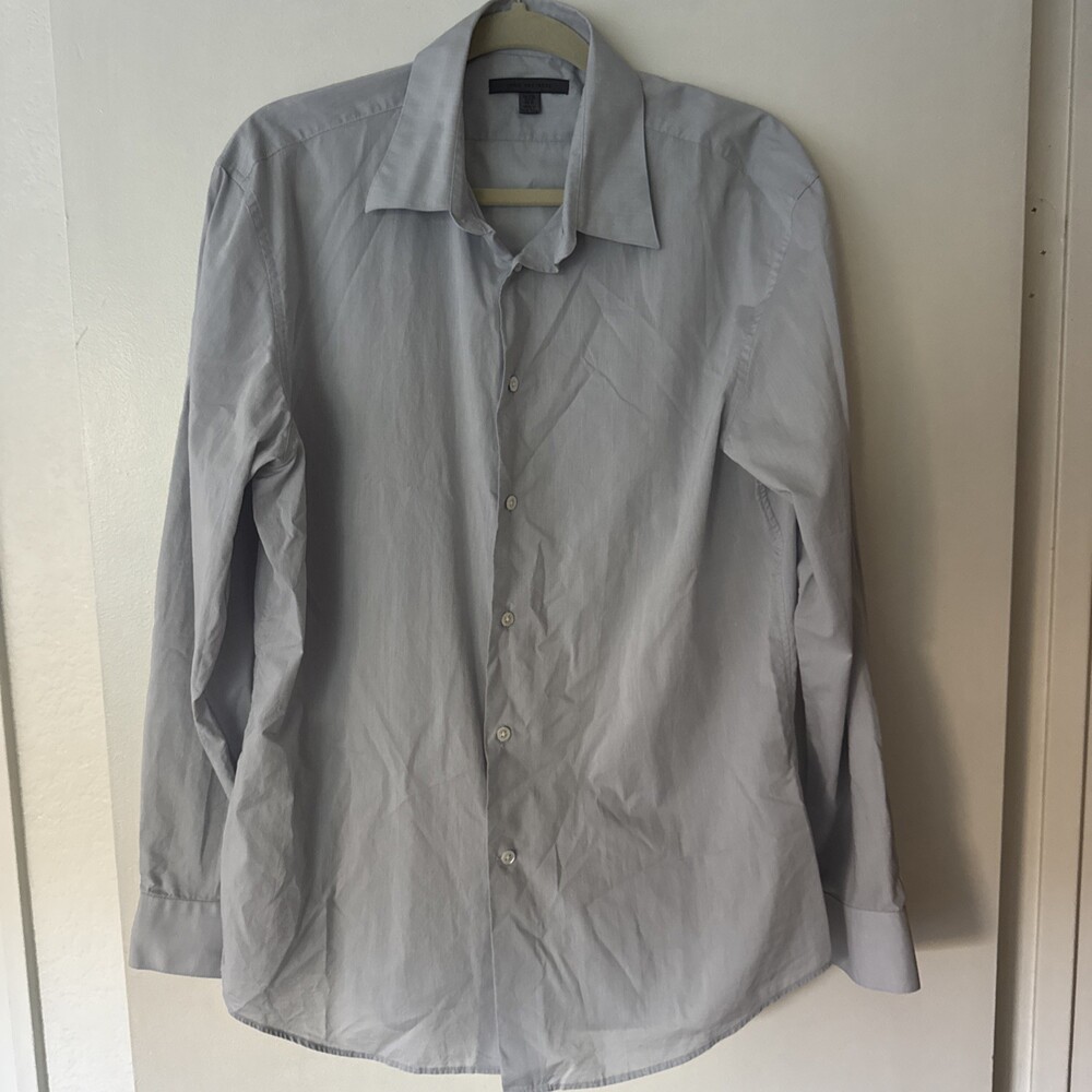 John Varvatos U.S.A. Shirt Mens 16 1/2 Grey Button Down Dress Shirt Cotton